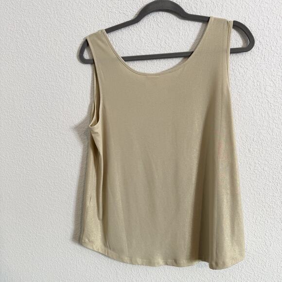 Chico’s Women’s Champagne Gold Metallic Basic Tank Top - 2/US L - Picture 2 of 6